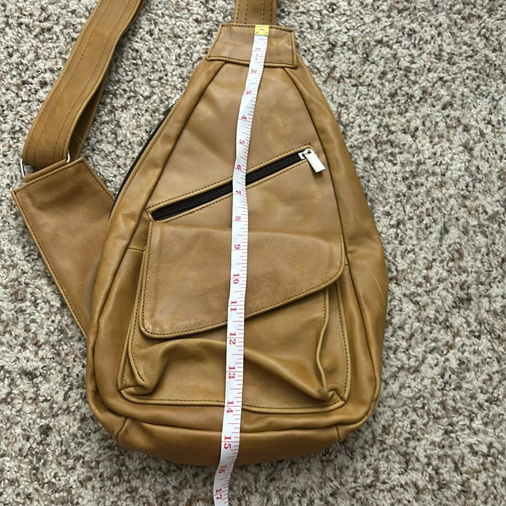 Genuine leather sling backpack